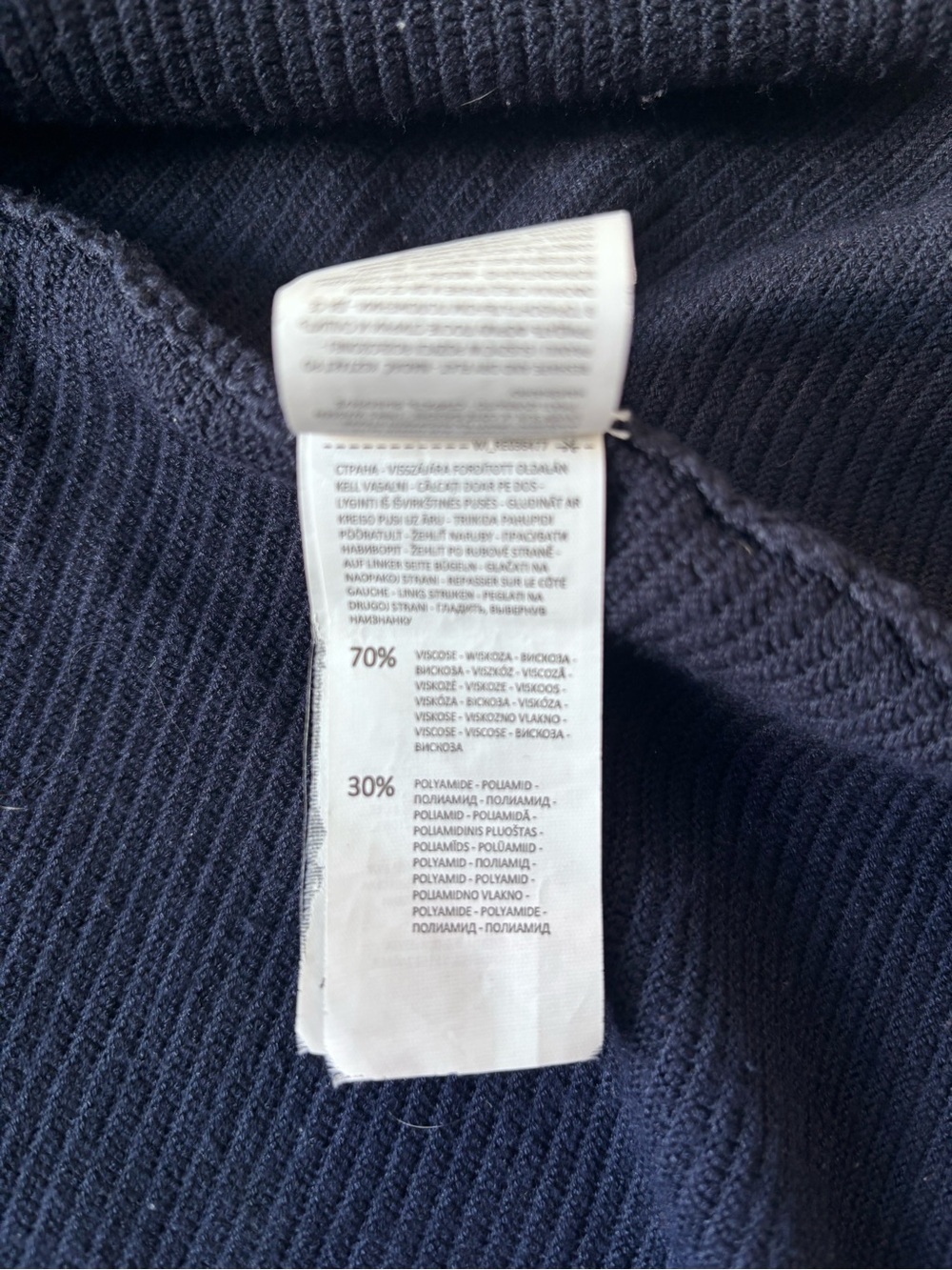 Reserved Navy Draped Open-Front Ribbed Cardigan - Picture 6 of 6